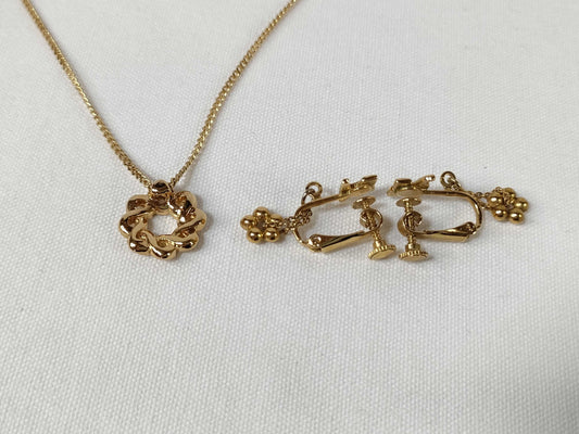 NINA RICCI Rhinestone Necklace and Courreges Earring Set Necklace