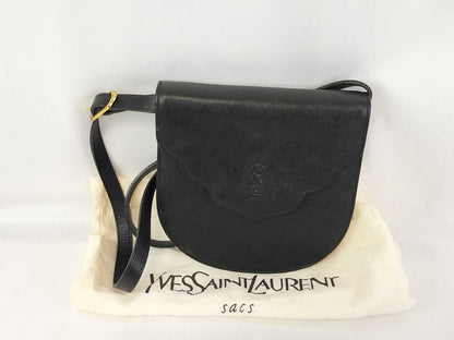 Yves Saint Laurent Black Leather Shoulder Bag YSL Shoulder Bag