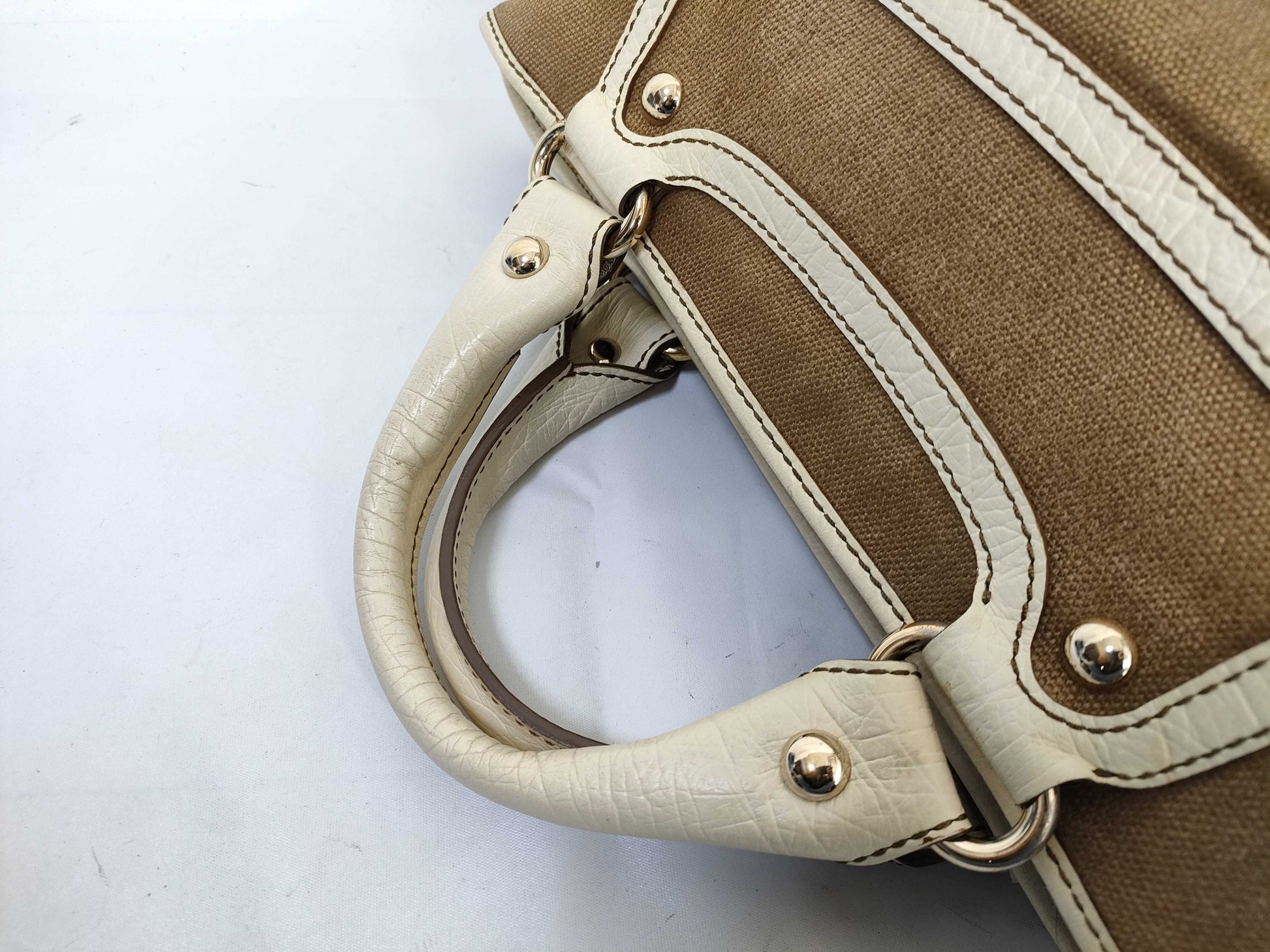 CELINE Boogie Bag Canvas Beige Handbag