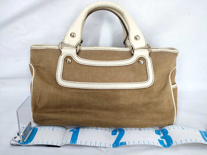 CELINE Boogie Bag Canvas Beige Handbag