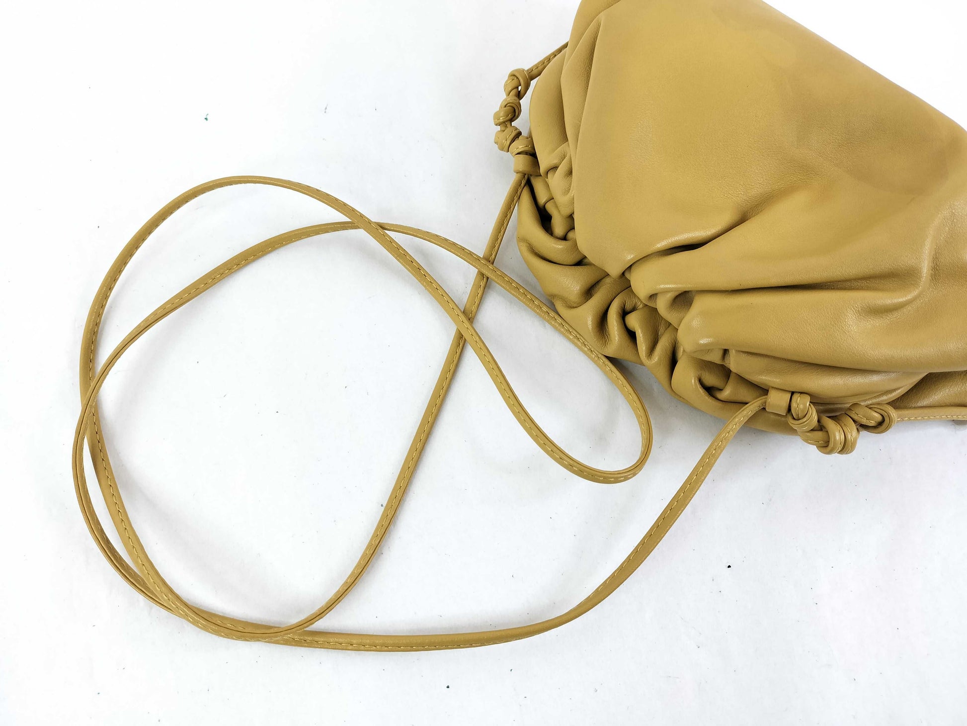 BOTTEGA VENETA Bottega The Pouch Shoulder Bag in Beige Leather