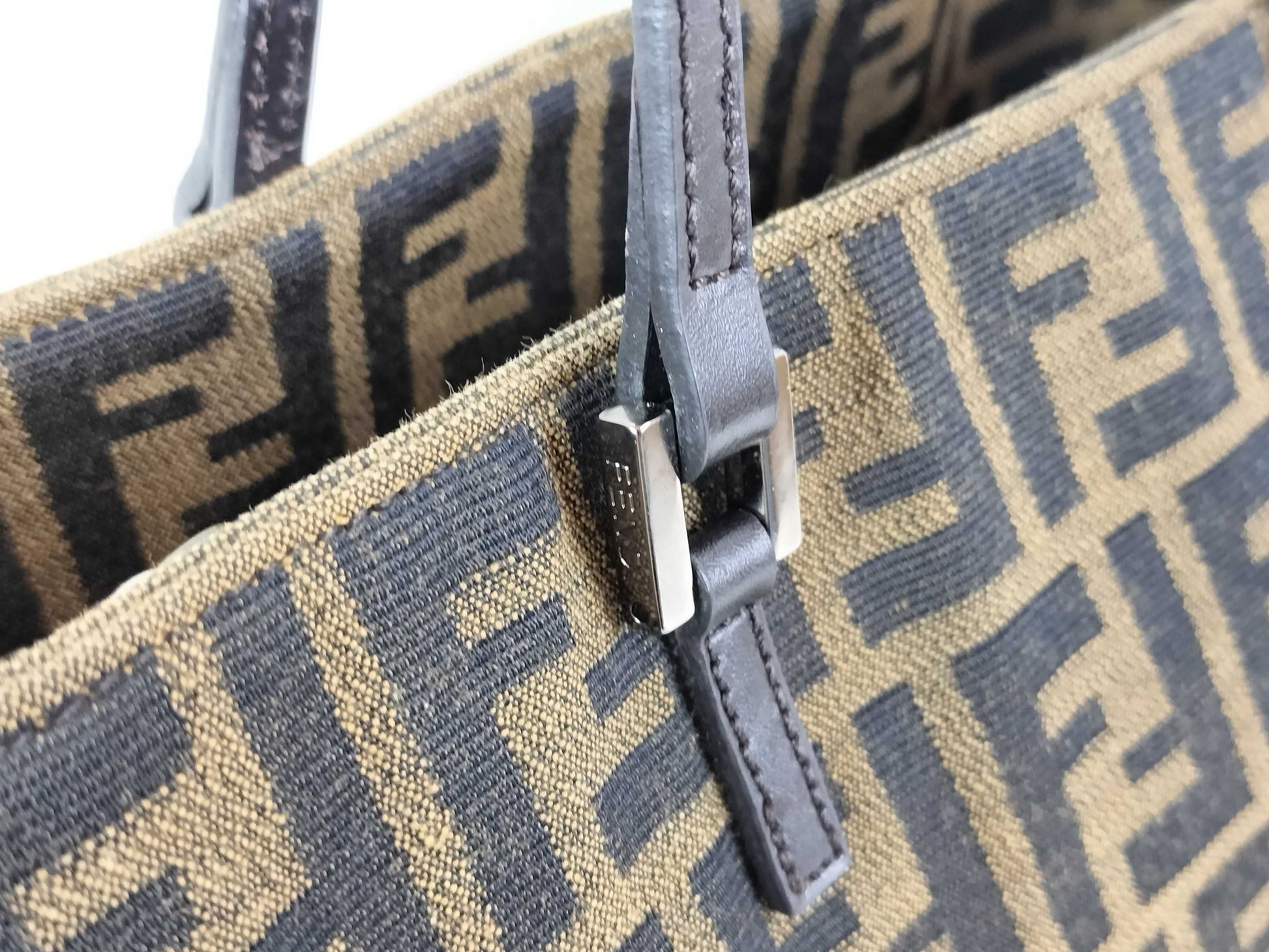 FENDI Zucca pattern Fendi handbag Zucca canvas brown handbag