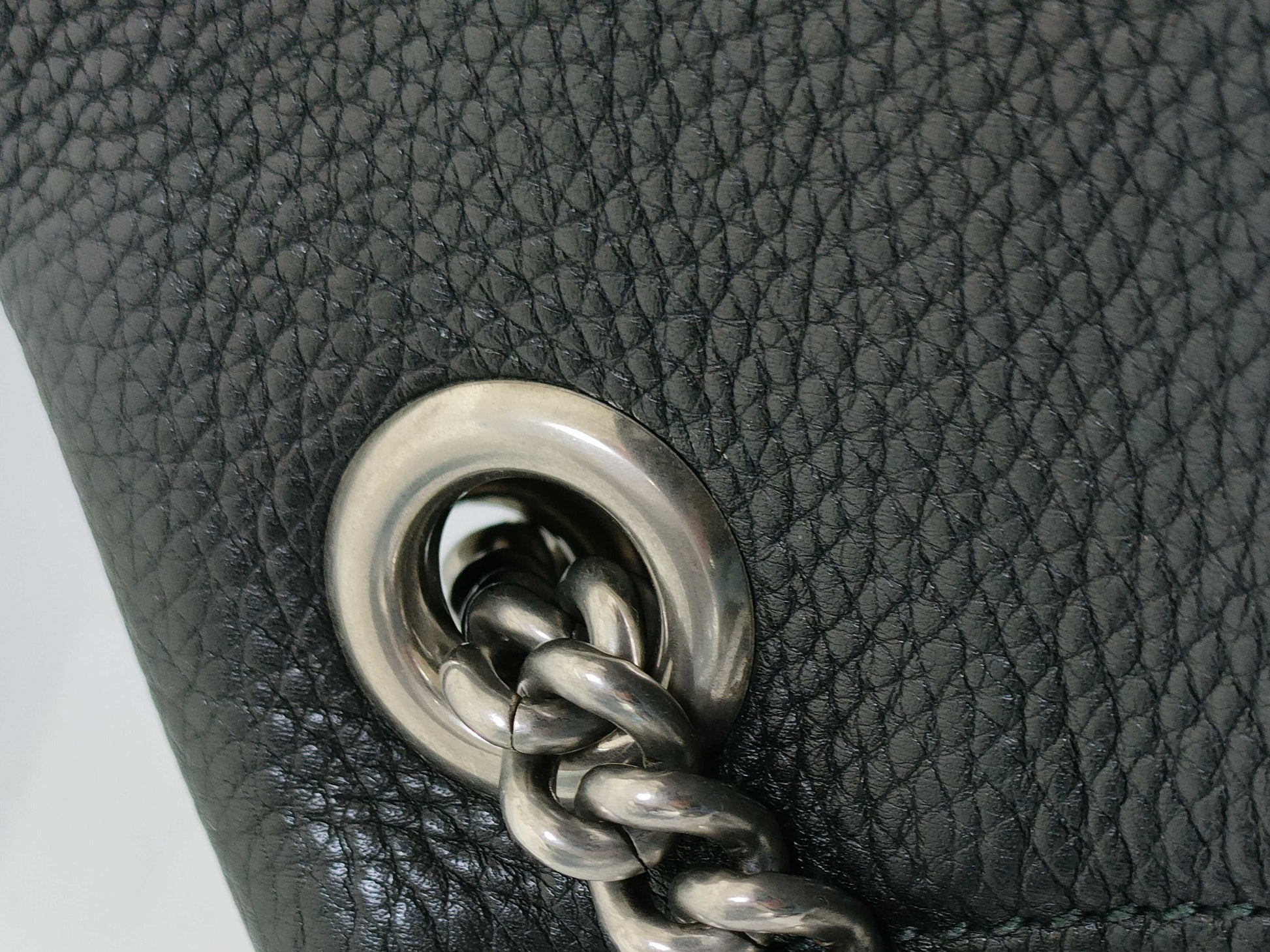 GUCCI Soho Chain Handbag, Studded Leather, Black, 308982