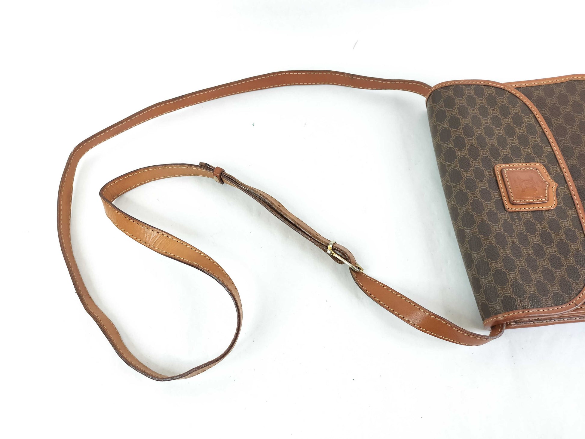 CELINE Shoulder Bag Macadam PVC Leather Brown Shoulder Bag