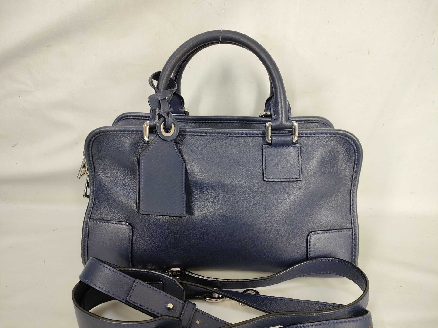 LOEWE Amazona 28 2-way Anagram Leather Blue Handbag