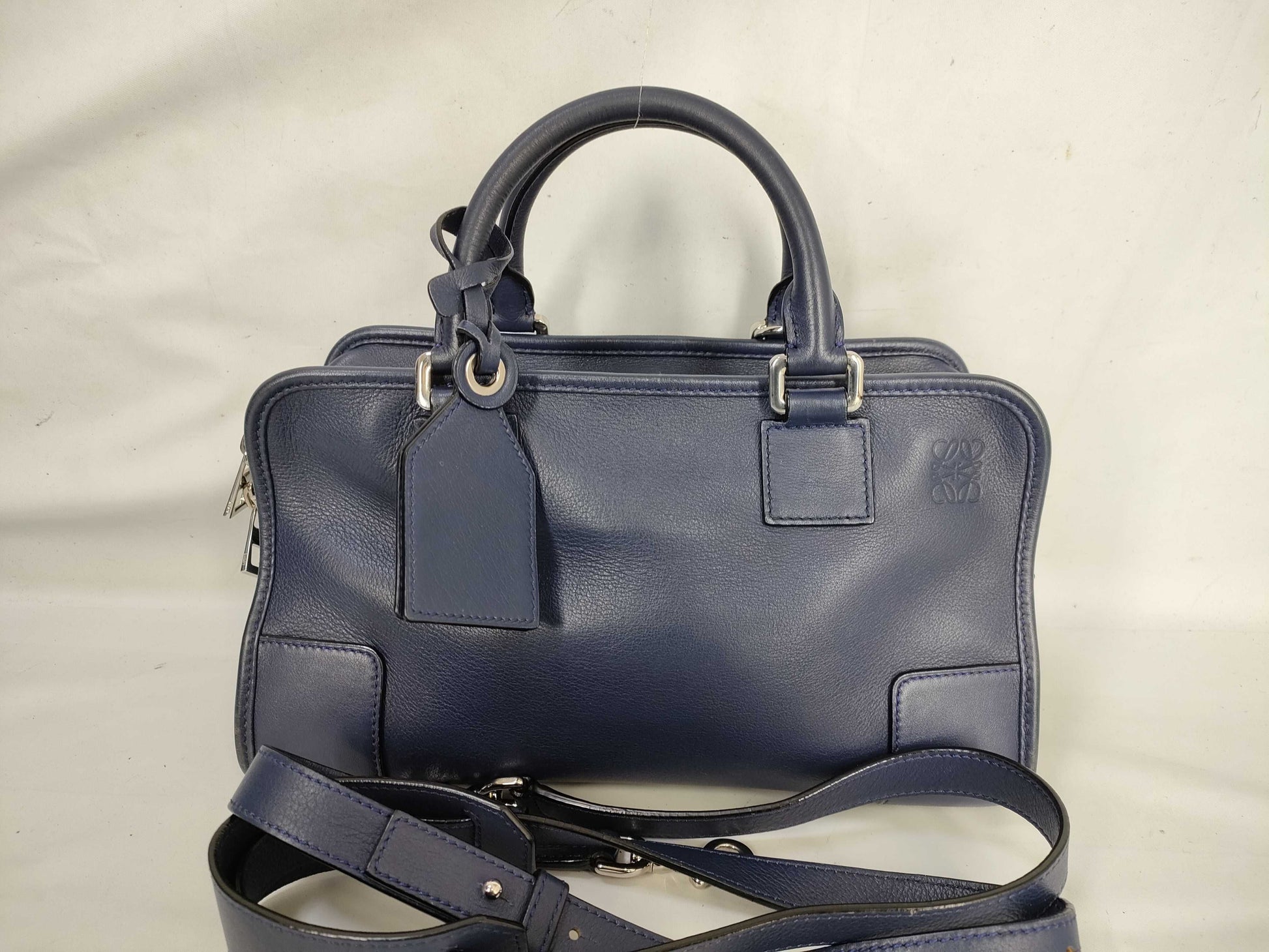 LOEWE Amazona 28 2-way Anagram Leather Blue Handbag