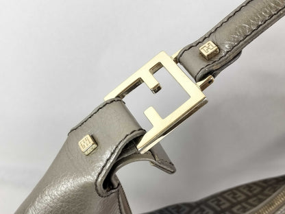 FENDI Zucca pattern Fendi one-shoulder bag in Zucchino canvas and leather, gray, 8BR620 shoulder bag
