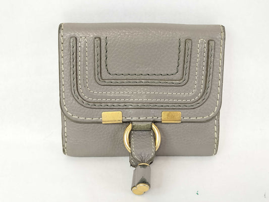 Chloe Marcie Folding Wallet in Gray Leather