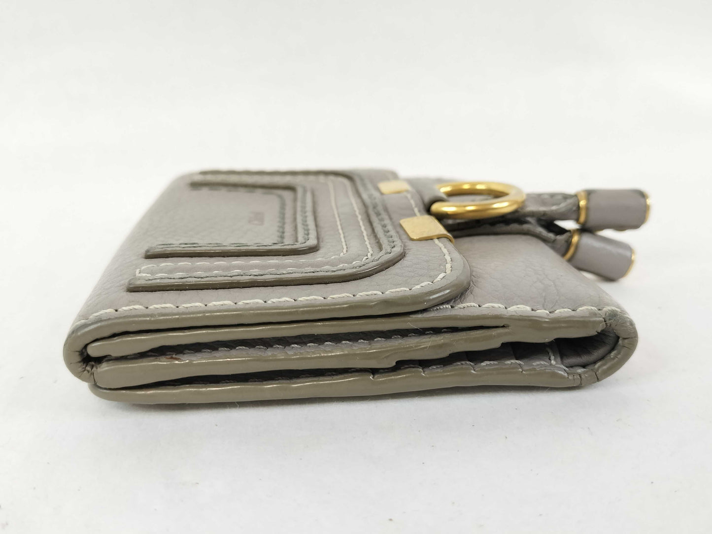 Chloe Marcie Folding Wallet in Gray Leather