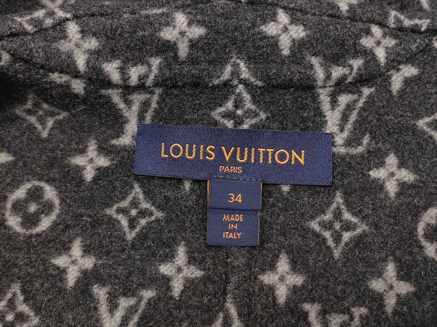 LOUIS VUITTON Wool and Silk Monogram Hoodie Black 34 Coat