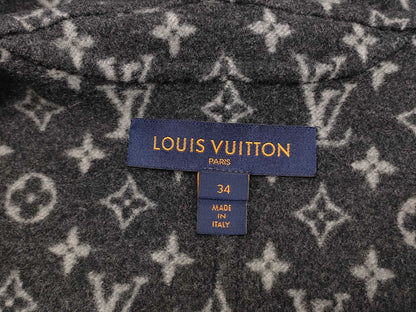 LOUIS VUITTON Wool and Silk Monogram Hoodie Black 34 Coat