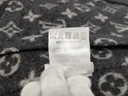LOUIS VUITTON Wool and Silk Monogram Hoodie Black 34 Coat