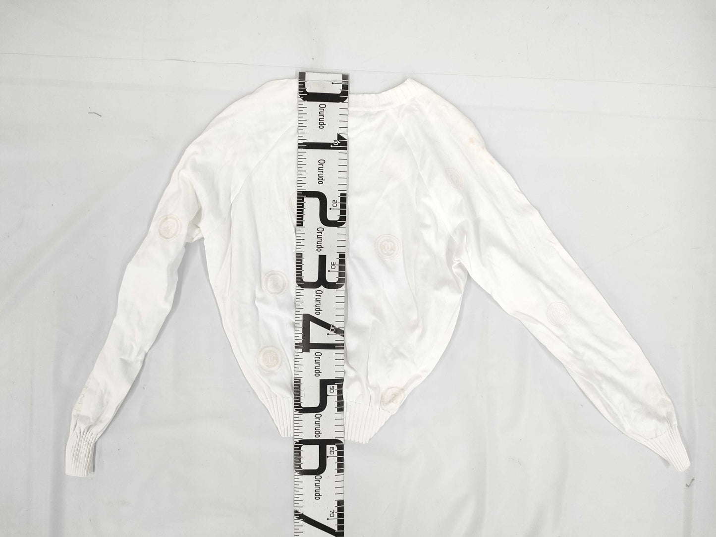 CHANEL 01P Coco Mark Cotton Knit Top P17664 White Size 46 Tops