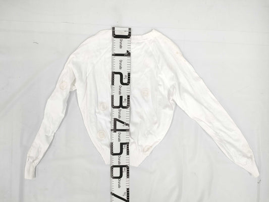 CHANEL 01P Coco Mark Cotton Knit Top P17664 White Size 46 Tops