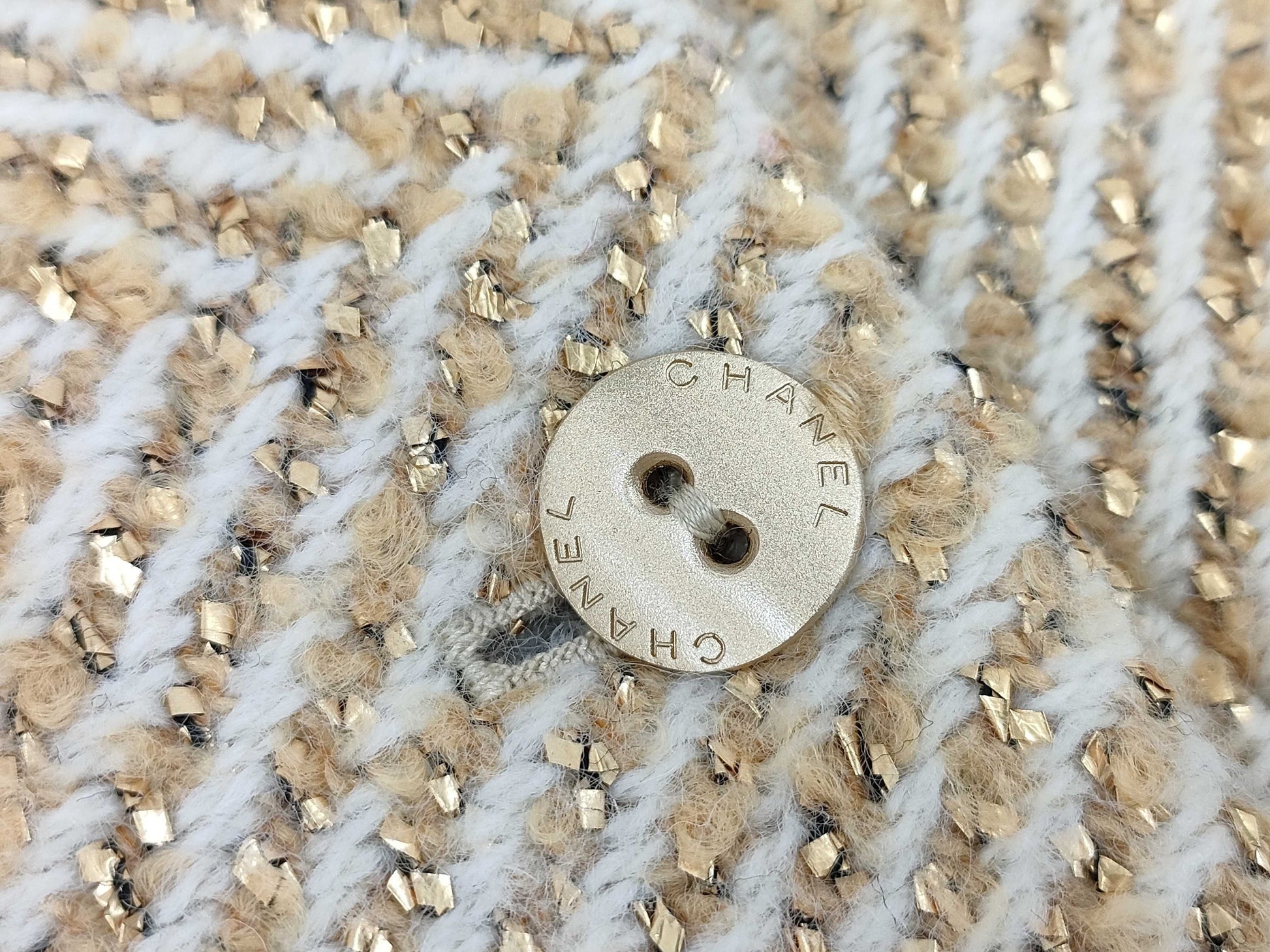 CHANEL 00A No-Collar Tweed Jacket with Stole P16174 Yellow 46