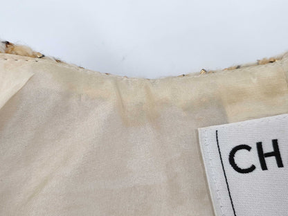 CHANEL 00A No-Collar Tweed Jacket with Stole P16174 Yellow 46