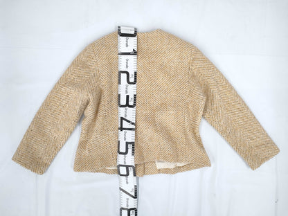 CHANEL 00A No-Collar Tweed Jacket with Stole P16174 Yellow 46