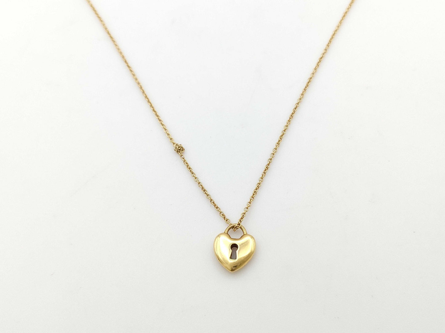 Tiffany & Co. Heart Lock Yellow Gold 750 3.4g Necklace 