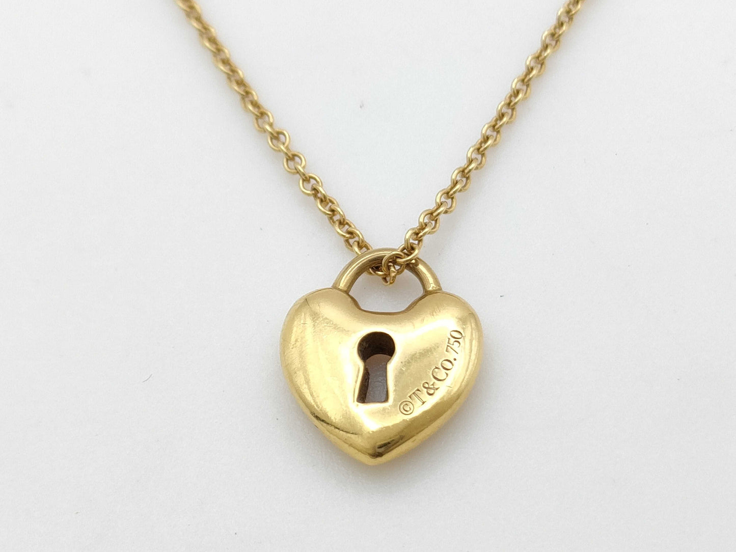 Tiffany & Co. Heart Lock Yellow Gold 750 3.4g Necklace 