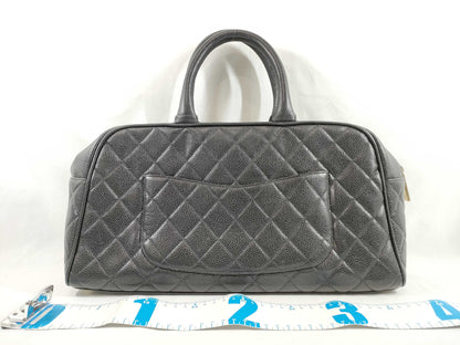 CHANEL Coco Mark Boston Bag Caviar Black GP Boston Bag