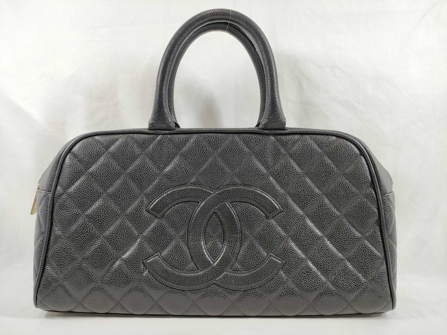 CHANEL Coco Mark Boston Bag Caviar Black GP Boston Bag
