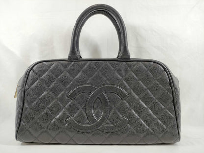 CHANEL Coco Mark Boston Bag Caviar Black GP Boston Bag