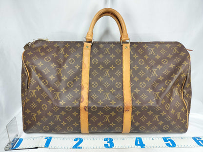 LOUIS VUITTON Monogram Graffiti Keepall 50 M92197 FL0051 Brown Boston Bag