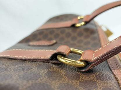 CELINE Macadam PVC and Leather Shoulder Bag, Brown