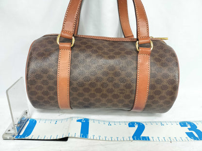 CELINE Macadam PVC and Leather Shoulder Bag, Brown