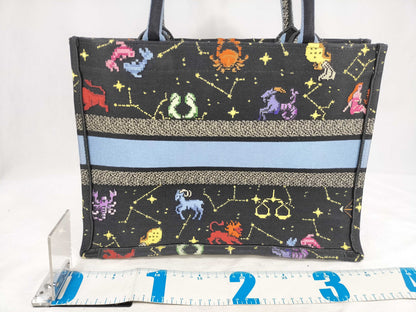 Dior Christian Dior Lucky Motif Book Tote Large Canvas Black Tote Bag