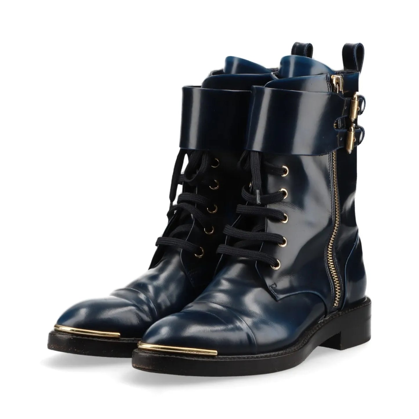 LOUIS VUITTON Leather Short Boots, Size 35 1/2, NL0154, Logo Hardware, Other Shoes