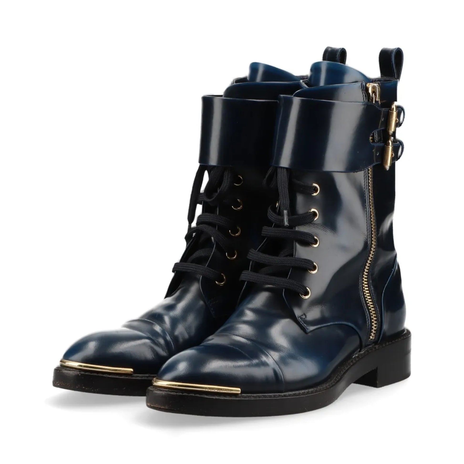 LOUIS VUITTON Leather Short Boots, Size 35 1/2, NL0154, Logo Hardware, Other Shoes