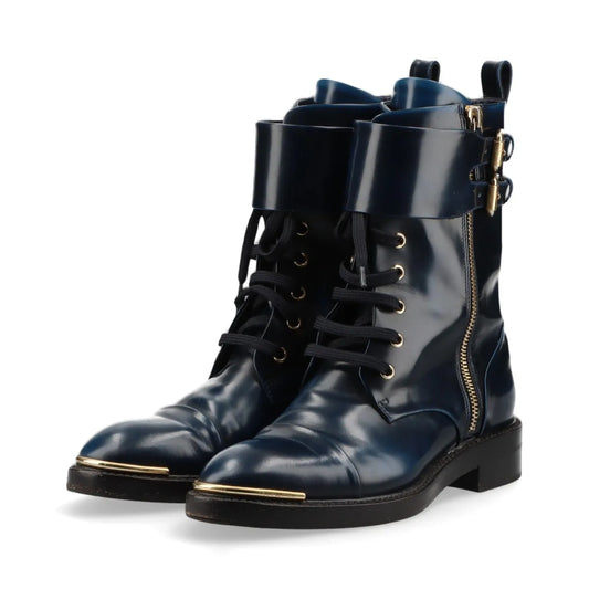 LOUIS VUITTON Leather Short Boots, Size 35 1/2, NL0154, Logo Hardware, Other Shoes