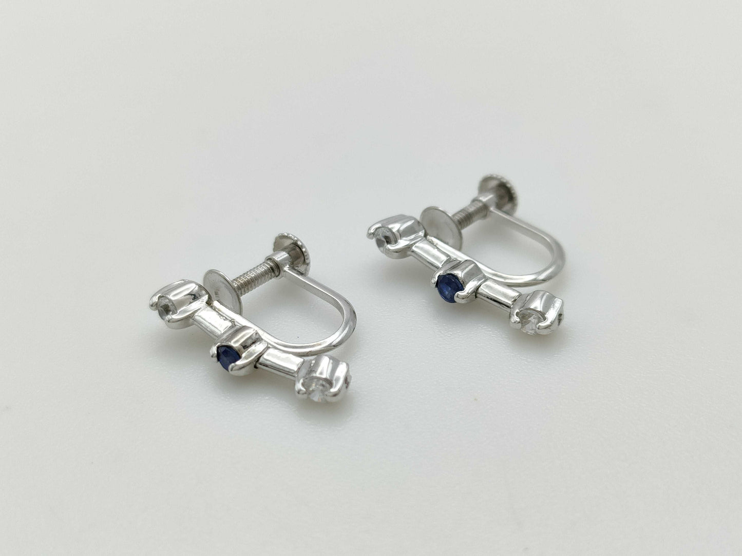 Colored Stone and Transparent Stone K14WG 1.5g Earrings 