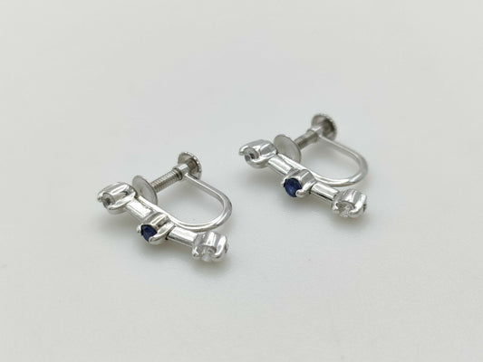 Colored Stone and Transparent Stone K14WG 1.5g Earrings 