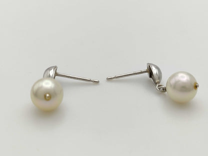 Pearl diameter approximately 7.6mm*2 PT900 2.2g Earrings 