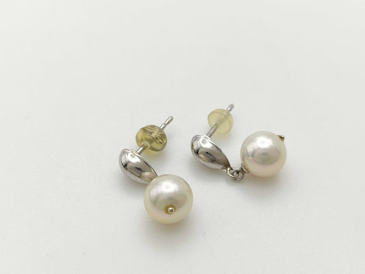 Pearl diameter approximately 7.6mm*2 PT900 2.2g Earrings 
