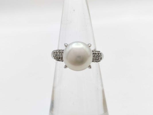 Pearl diameter: approx. 9.2mm, D0.18ct, PT900, 5.7g, Ring 