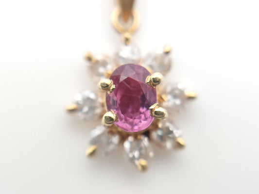Ruby and Diamond 18K Gold Pendant Top 0.8g