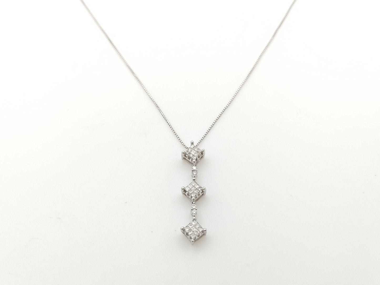D0.33ct K18WG 3.4g Necklace 