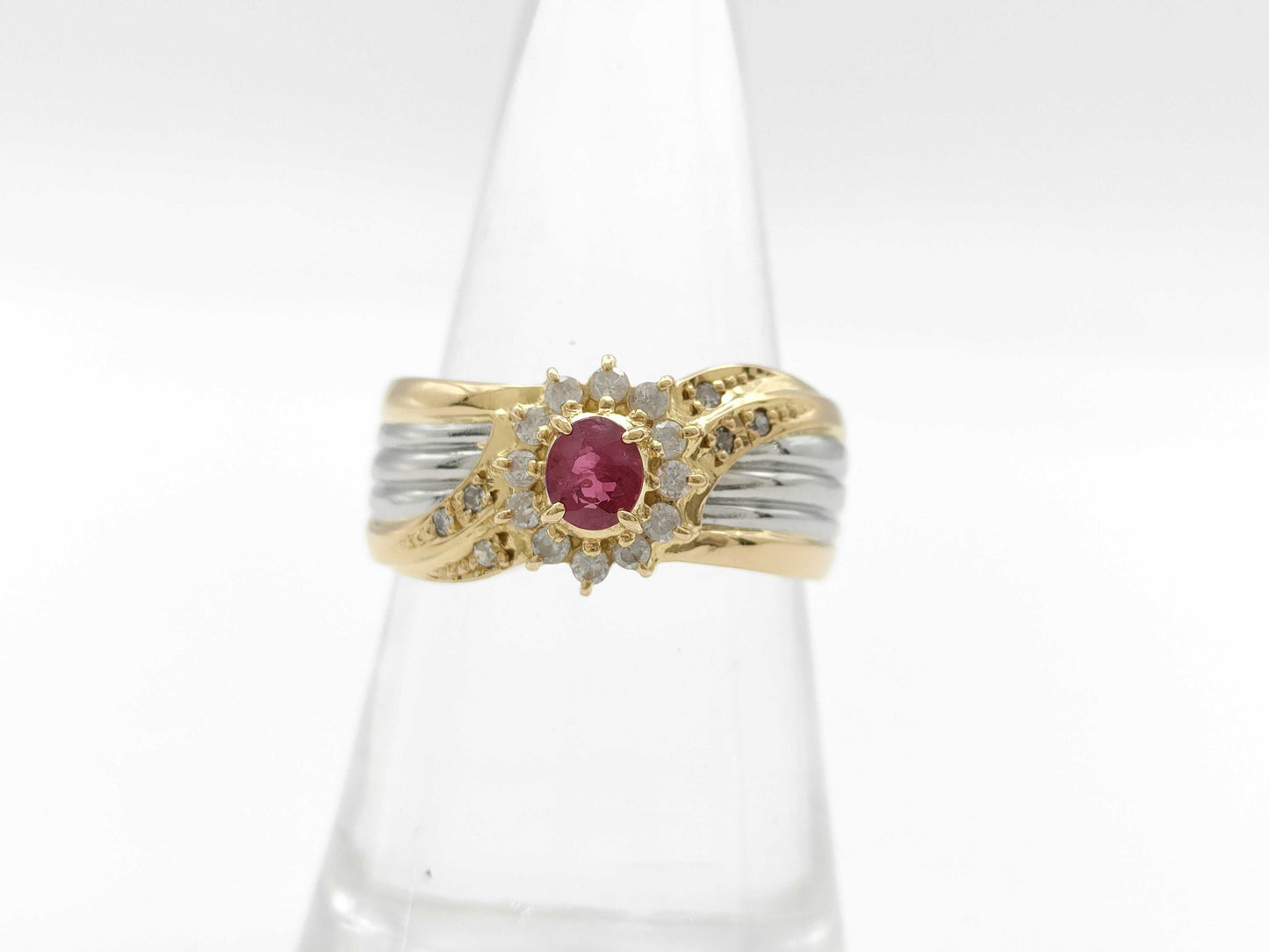 Ruby and Diamond K18/PT900 4.9g Ring 