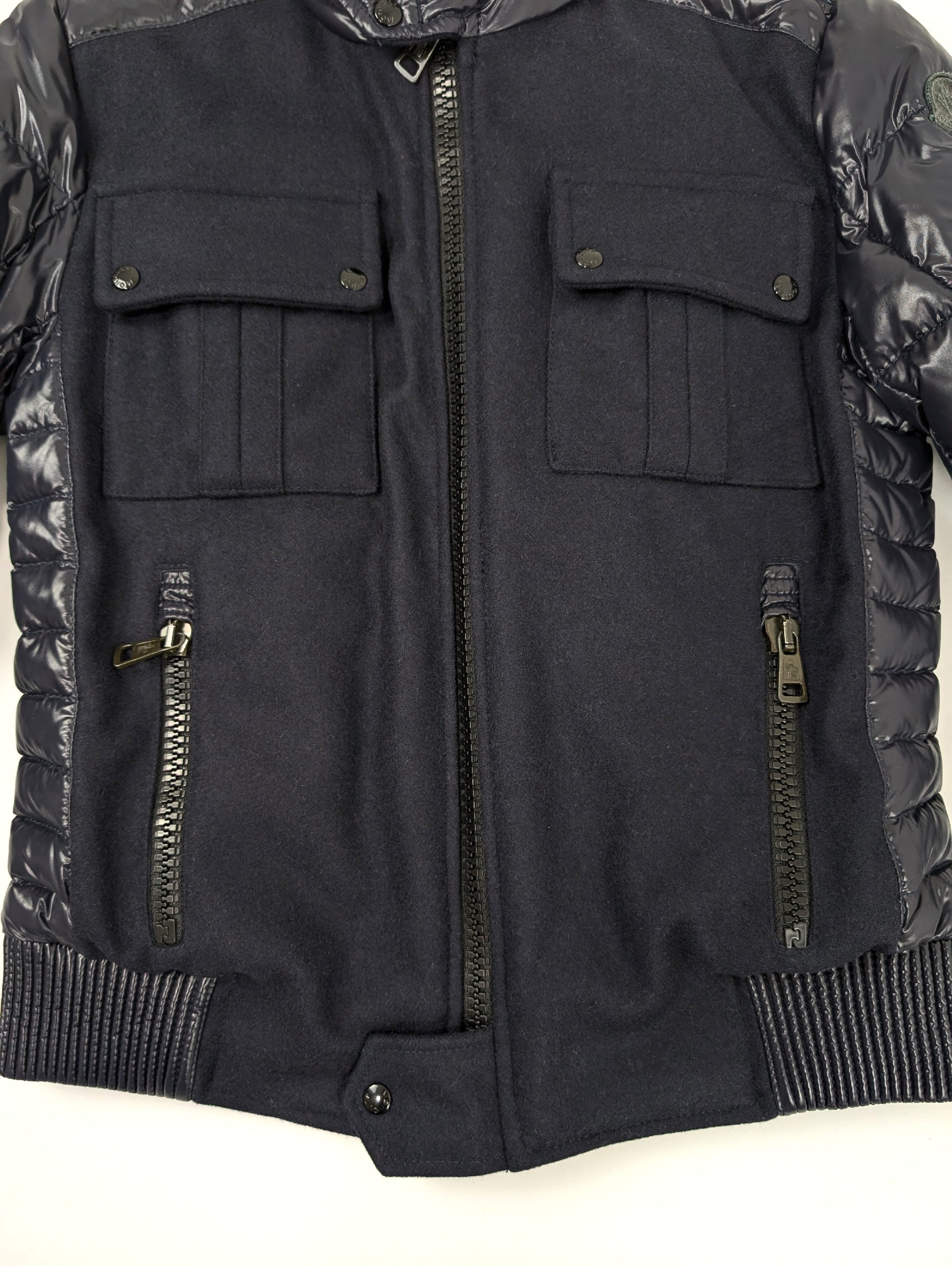 MONCLER MONCLER Wool Down Coat Jacket with Black Patch