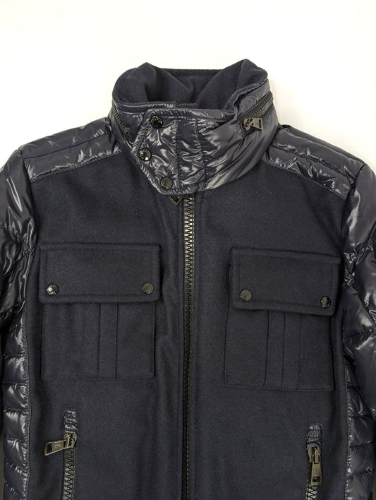 MONCLER MONCLER Wool Down Coat Jacket with Black Patch