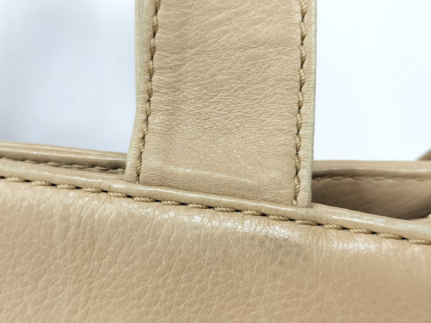 CHANEL Leather Turnlock 2-Way Leather Tote Bag, Beige, Handbag