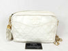 CHANEL White Lambskin Coco Mark Fringe Shoulder Bag