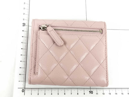 CHANEL Caviar Skin Tri-fold Wallet, Pink Caviar Skin