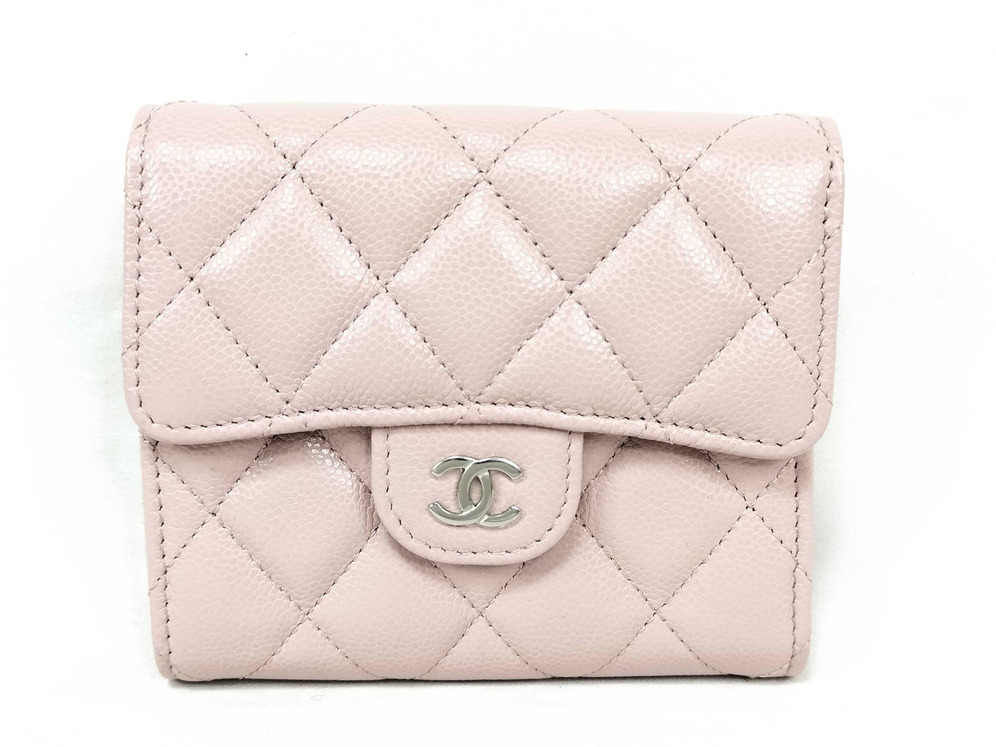 CHANEL Caviar Skin Tri-fold Wallet, Pink Caviar Skin