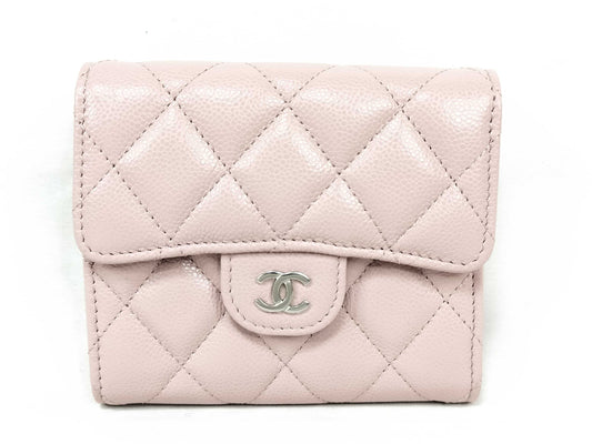 CHANEL Caviar Skin Tri-fold Wallet, Pink Caviar Skin