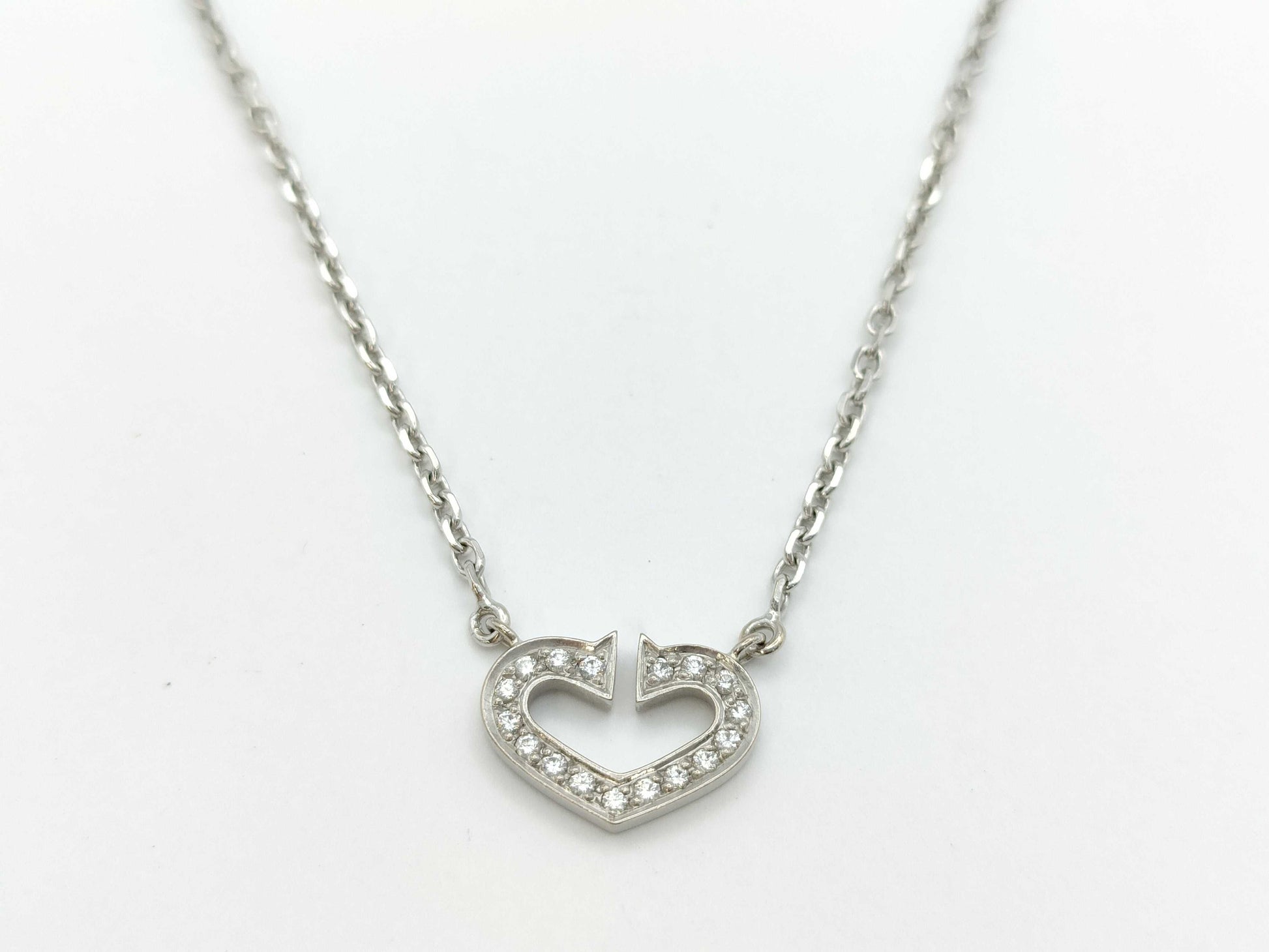 Cartier C Heart Diamond Necklace in WG 750, 5.3g 