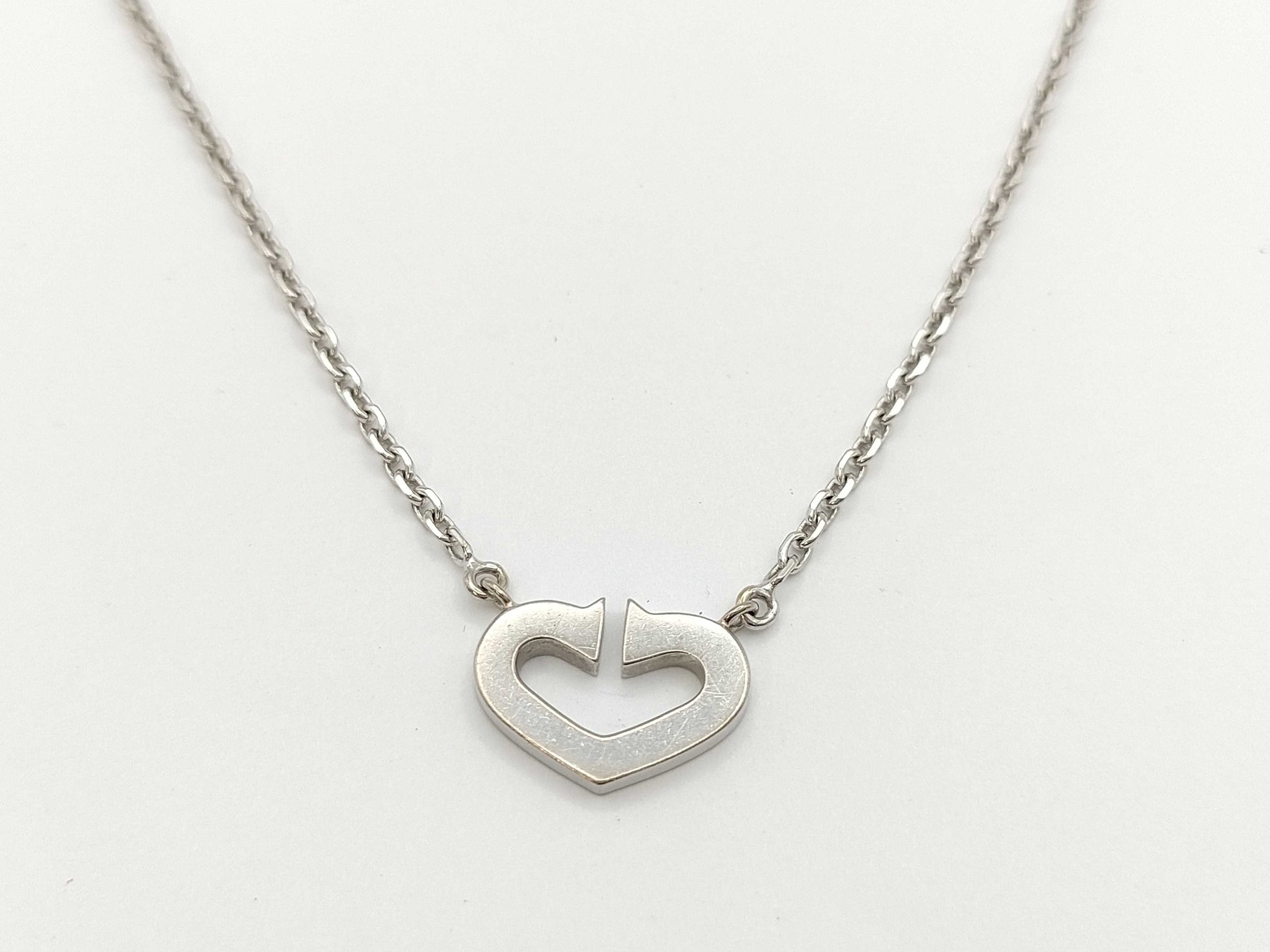 Cartier C Heart Diamond Necklace in WG 750, 5.3g 